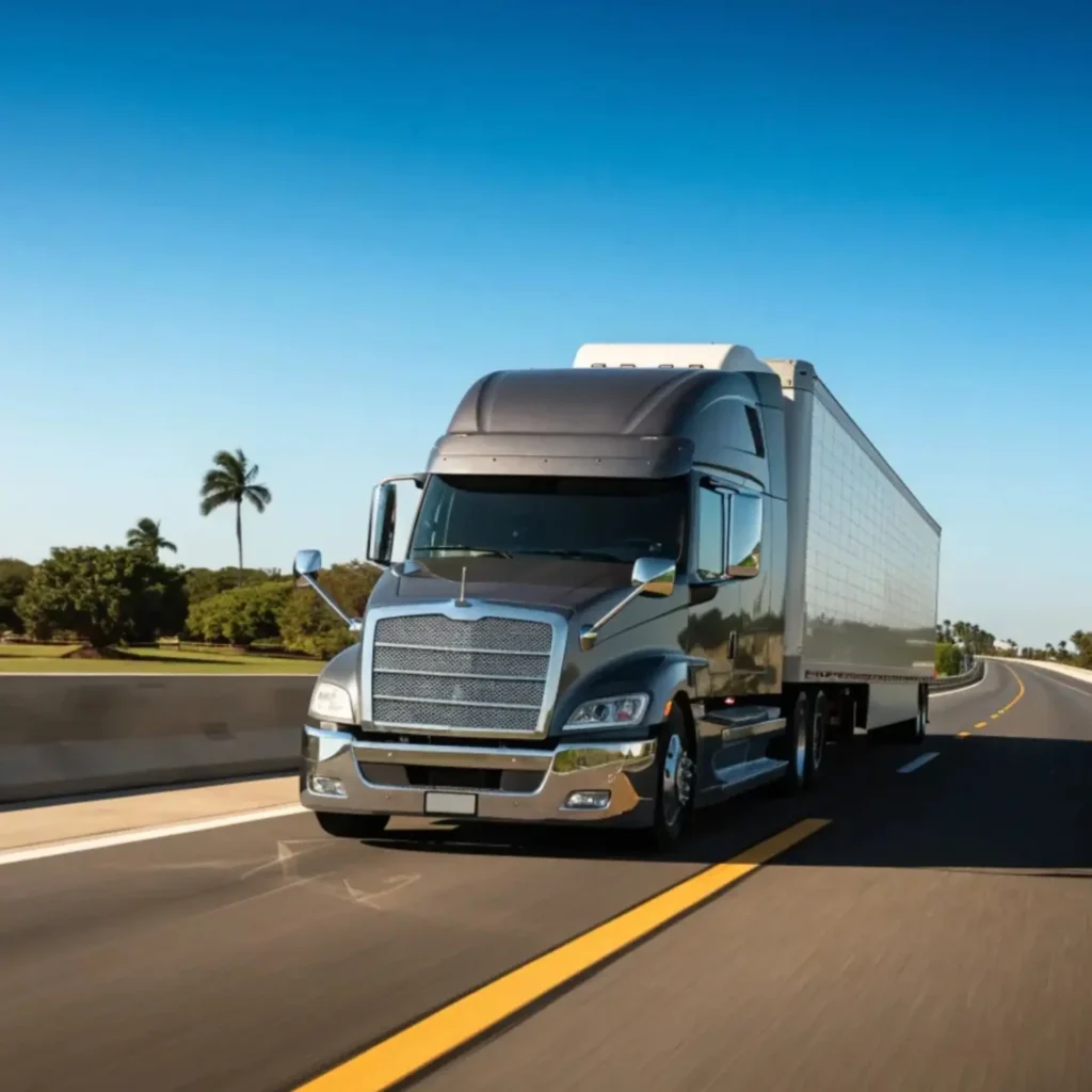 Semi truck traveling on a highway